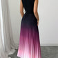 Ombré-Faltenärmelloses Stehkragen-Maxikleid ❤️