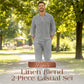 👕🌞 Herren 2-teiliger Freizeit-Set – Leinen Polo-Shirt mit langen Ärmeln & Lange Hose, Ideal für Frühling & Sommer