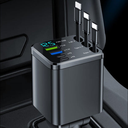 🔋 50% RABATT! 🚗 7-in-1 Einziehbares Schnell-Autoladegerät mit Spannungsanzeige – USB-C, Schnellladung & Perfekt für Den Täglichen Gebrauch 📱