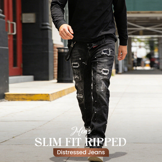 🔈🔈HEISSE NEUE PRODUKTE - 49% RABATT👖 Herren Slim Fit Jeans mit Rissen und Used-Look