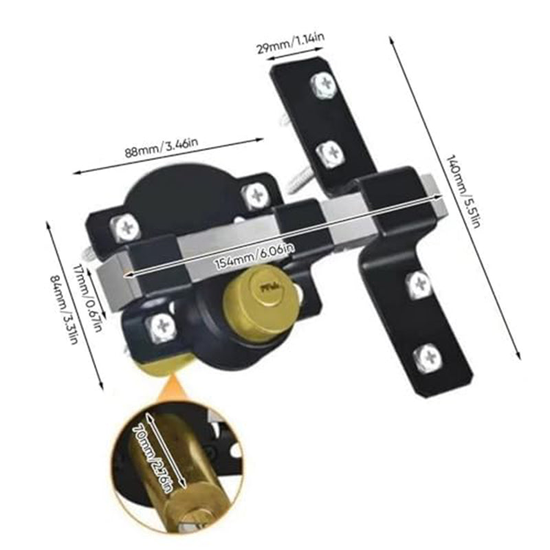 💘 Valentinstagsangebot: 50% Rabatt!🔒Doppelseitiges 50/70 mm Hoftor-Schloss mit langer Falle & 5 Schlüsseln – Robustes Eisenschloss für Innen- & Außenbereich!