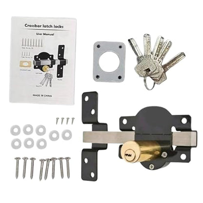 💘 Valentinstagsangebot: 50% Rabatt!🔒Doppelseitiges 50/70 mm Hoftor-Schloss mit langer Falle & 5 Schlüsseln – Robustes Eisenschloss für Innen- & Außenbereich!