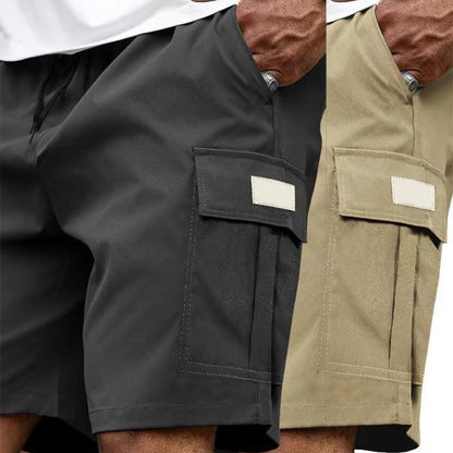 Herren Cargo Shorts mit elastischem Bund, lässige Arbeitshose mit vielen Taschen