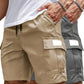 Herren Cargo Shorts mit elastischem Bund, lässige Arbeitshose mit vielen Taschen