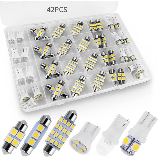 ⏳ 50% RABATT! 💡 42-teiliges LED Auto-Innenraum-Set – T10/DE3175, Plug & Play – Für Kennzeichen, Leselicht & Kofferraum