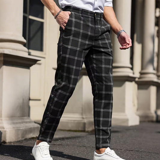🔥50% RABATT! Herren Karohose: Schlanker Schnitt, knitterbeständiger Stoff – Business-Casual