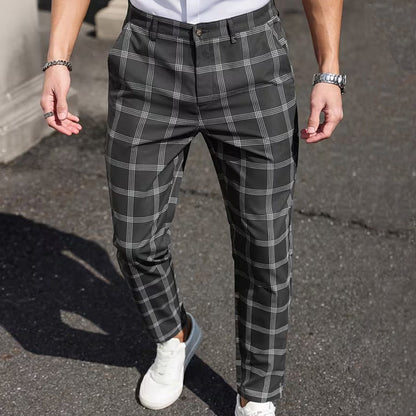 🔥50% RABATT! Herren Karohose: Schlanker Schnitt, knitterbeständiger Stoff – Business-Casual