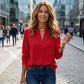👚 Damen V-Ausschnitt Langarm-Bluse – Elegant, Lässig, Knitterfest – Für Büro & Alltag