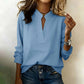 👚 Damen V-Ausschnitt Langarm-Bluse – Elegant, Lässig, Knitterfest – Für Büro & Alltag