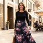 👗 Elegantes Damen-Kleid – Blumenmuster, Faltenbund & A-Linie – Für jeden Anlass