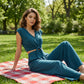 👚 Damen Set – V-Ausschnitt, Flügelärmel, Bindegürtel & Weitbein – Sommerliche Damenmode, S–2XL✨