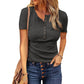 Damen Kurzarm-Henley-Shirt aus Rippstrick