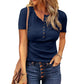 Damen Kurzarm-Henley-Shirt aus Rippstrick