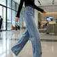 ✨ 2026 Frühling: Damen Weitbein-Jeans mit Strasssteinen – Hoher Bund, Schlankmachend & Funkelnd – Für Alltag & Party, S-2XL