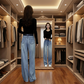 ✨ 2026 Frühling: Damen Weitbein-Jeans mit Strasssteinen – Hoher Bund, Schlankmachend & Funkelnd – Für Alltag & Party, S-2XL