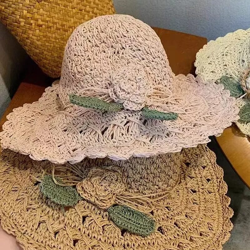 Eleganter gehäkelter Strohhut mit Rüschendetail