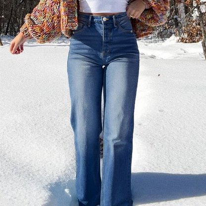 Damen High-Waist-Stretch-Straight-Leg-Jeans