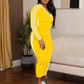 Damen Casual V-Ausschnitt Kleid mit angesetzten Langärmeln, figurbetontes Bodycon-Kleid – sportliche Streifendetails & schmeichelhafte Passform für jede Jahreszeit! 🌟