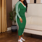 Damen Casual V-Ausschnitt Kleid mit angesetzten Langärmeln, figurbetontes Bodycon-Kleid – sportliche Streifendetails & schmeichelhafte Passform für jede Jahreszeit! 🌟