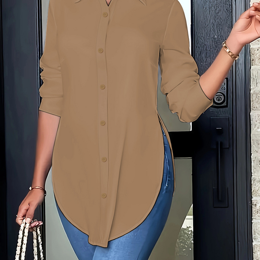 Damen Langarm-Shirt mit High-Low-Saum