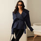 Elegante Taillengürtel-Wickeljacke | Breitrevers Business Casual Blazer | Knitterfreier Büromantel