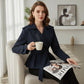 Elegante Taillengürtel-Wickeljacke | Breitrevers Business Casual Blazer | Knitterfreier Büromantel