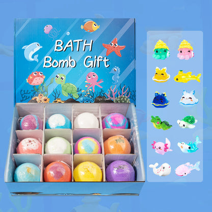 🛁 [12-teiliges Geschenkset mit Badekugeln für Kinder 💙] – 12 Tage lang jeden Tag eine neue Überraschung aus der Unterwasserwelt! 🐳 🎁