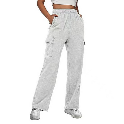 Cargohose für Damen mit hoher Taille und weitem Bein