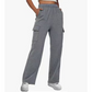 Cargohose für Damen mit hoher Taille und weitem Bein