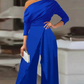 💎 50% RABATT! 💎 Eleganter einteiliger Overall mit einer Schulter für Damen – Fließende weite Beine, Wickelrock-Detail & hochwertiger atmungsaktiver Stoff