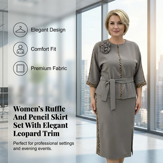 Set aus Peplum-Oberteil mit Gürtel und Bleistiftrock für Damen