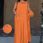 Damen ärmelloses Maxikleid mit Taschen für den lässigen Alltag