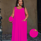 Damen ärmelloses Maxikleid mit Taschen für den lässigen Alltag