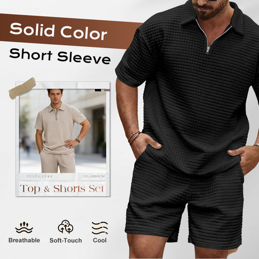 📢📢50 % Rabatt!! ⏰Set aus einfarbigem Kurzarm-Oberteil und Shorts für Herren