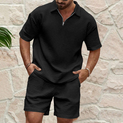 📢📢50 % Rabatt!! ⏰Set aus einfarbigem Kurzarm-Oberteil und Shorts für Herren