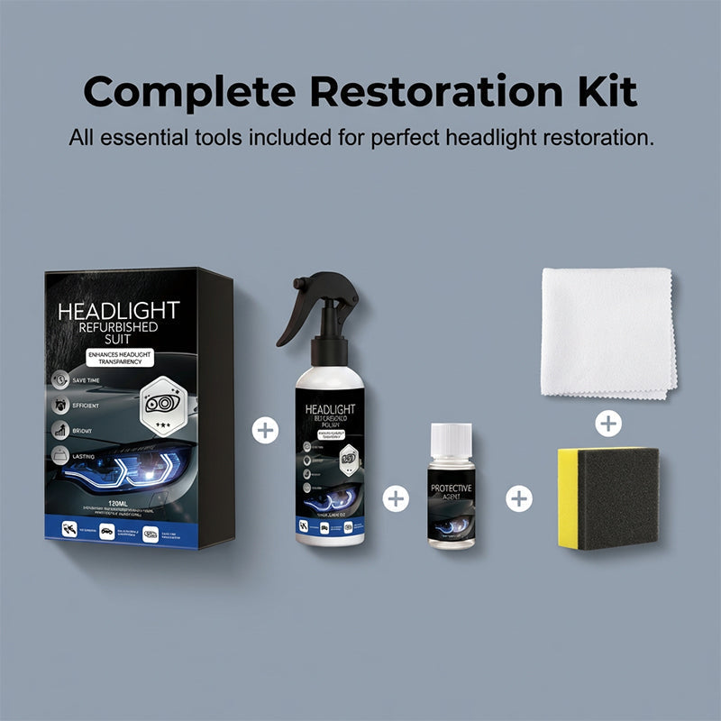🚗 KAUFE 2, ERHALTE 1 GRATIS! ✨ Professionelles Scheinwerfer-Set – Beseitigt Gelbstich, Stellt Klarheit Her & Einfache Anwendung Für Langanhaltenden Glanz 💎