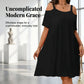 Damen lässiges Sommerkleid mit Cold-Shoulder-Ausschnitt – einfarbig