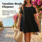 Damen lässiges Sommerkleid mit Cold-Shoulder-Ausschnitt – einfarbig