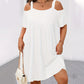 Damen lässiges Sommerkleid mit Cold-Shoulder-Ausschnitt – einfarbig