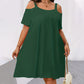 Damen lässiges Sommerkleid mit Cold-Shoulder-Ausschnitt – einfarbig