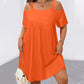 Damen lässiges Sommerkleid mit Cold-Shoulder-Ausschnitt – einfarbig