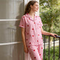 Damen-Pyjama-Set mit Herzprint und Streifen
