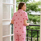 Damen-Pyjama-Set mit Herzprint und Streifen