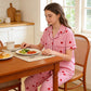 Damen-Pyjama-Set mit Herzprint und Streifen