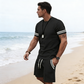 2-teiliges Set aus gestreiftem T-Shirt und Shorts für Herren