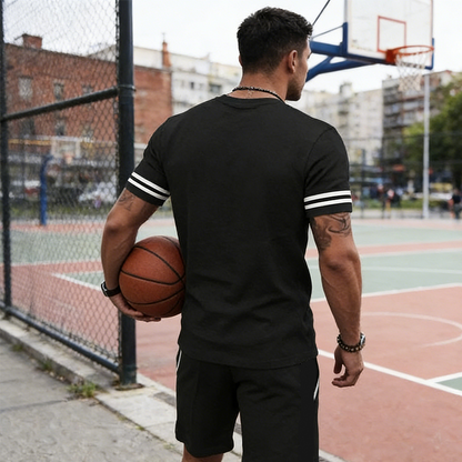 2-teiliges Set aus gestreiftem T-Shirt und Shorts für Herren