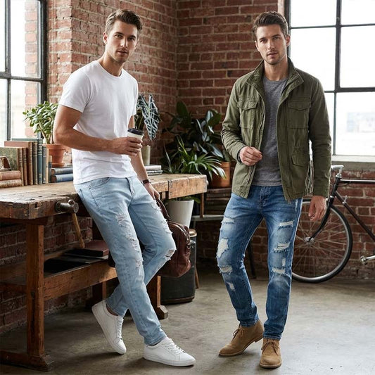 Herren Slim Straight Jeans mit Rissen