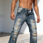 Herren Slim Straight Jeans mit Rissen