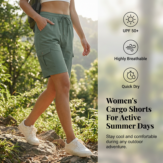 Damen-Schnell trocknende Cargoshorts mit Taschen