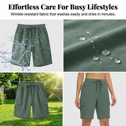 Cargo-Shorts für Damen – schnelltrocknend mit praktischen Taschen – bequem & funktional für Freizeit & Reise